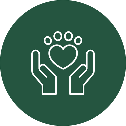 Hands with heart and paw icon, cruelty-free care—AINMHÍ Natural Irish Face Serum, luxury Irish skincare