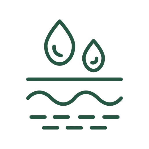 Natural skincare icon with droplets and waves, symbolizing pH-balanced, gentle formulas for sensitive skin.