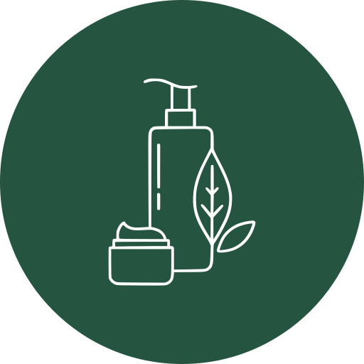 Skincare bottles with leaf icon representing AINMHÍ Natural Irish Face Serum—award-winning, scientifically proven skin barrier repair